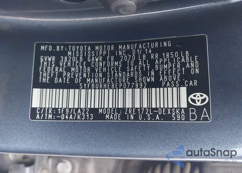 2014 Toyota Corolla S Premium z USA, uszkodzony, nr VIN 5YFBURHE8EP077892